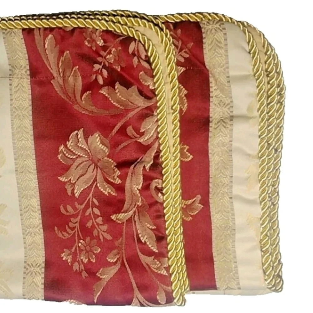 Shams Damask Print Gold & Burgundy Size Std/Queen w Gold bullion edges 29x22 Lux